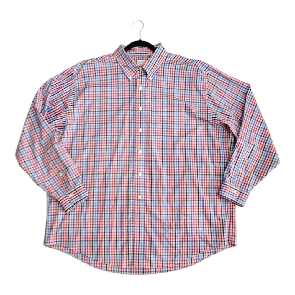 NWOT Brooks Brothers Red and Blue Plaid Button Down Shirt XXL